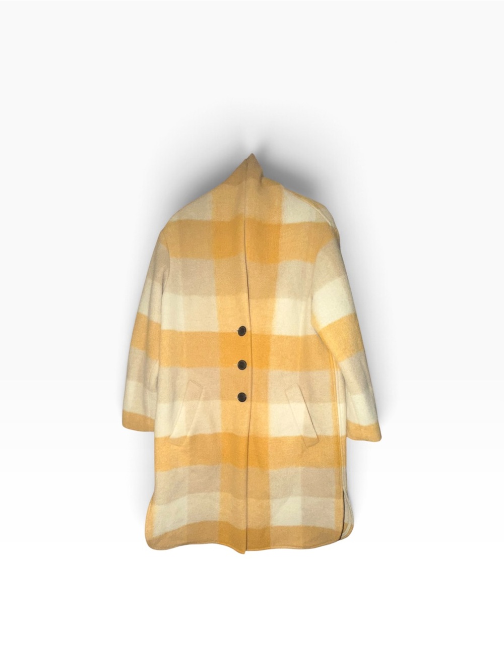 Isabel Etoile Marant Yellow Plaid Wool-Blend Pea Coat size 36 FR LIKE NEW